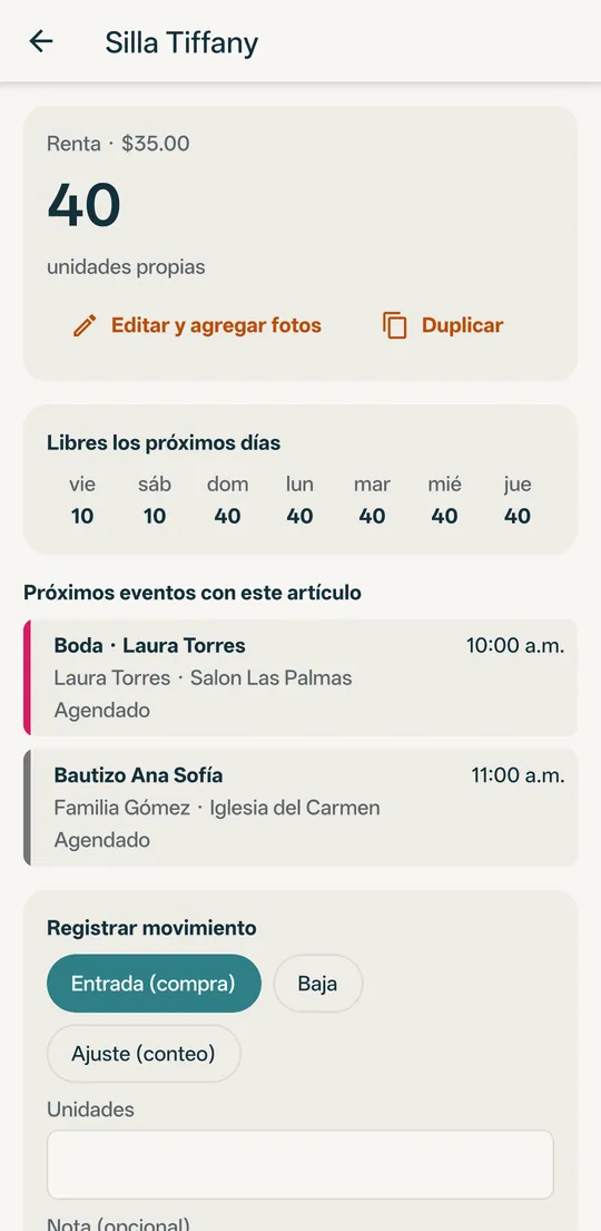 Artículo con las unidades libres de los próximos días